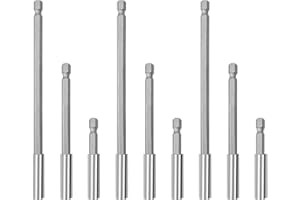 9 PCS Strong Magnetic Drill Bit Extension Holder, 1/4" Hex Shank Screwdriver Bit Holder, 2, 4, 6-Inch Extensions, S2 Steel Ma