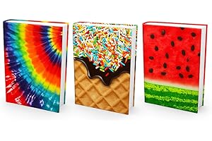 EUCATUS BEST PRODUCTS & GIFTS Jumbo, Stretchable Book Cover Food Design 3 Pack. Fits Most Hardcover Textbooks up to 9 x 11. Adhesive-Free, Nylon Fabric Protectors are A Needed School Supply for Students. Washable and Reusable.