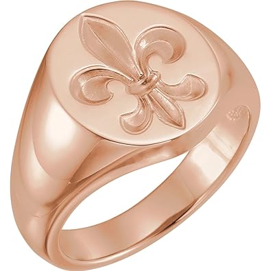 Bonyak Jewelry 14k Rose Gold Mens Fleur De Lis Signet Ring