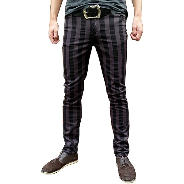Mens Retro Pin Striped Pants Black Pinstripe Mod Trousers
