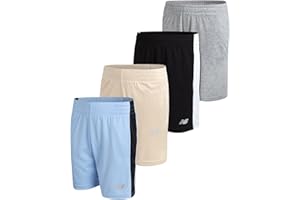 New Balance Boys’ Active Shorts - 4 Pack Performance Mesh Boys Basketball Shorts - Workout Gym Shorts for Boys (4-20)