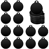 25 Pack Blank Dog Tags for Engraving, Round Aluminum Blank Tags, Black Engraving Stamping Blanks for DIY Crafts, Dog Tag, Keychains, 1.4 Inch Diameter
