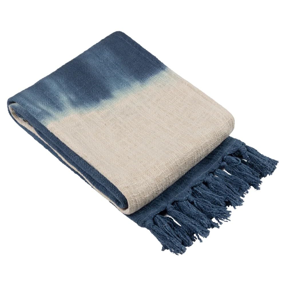 furn. Mizu Dip Dye Fringed Throw, Ink, 130 x 170cm