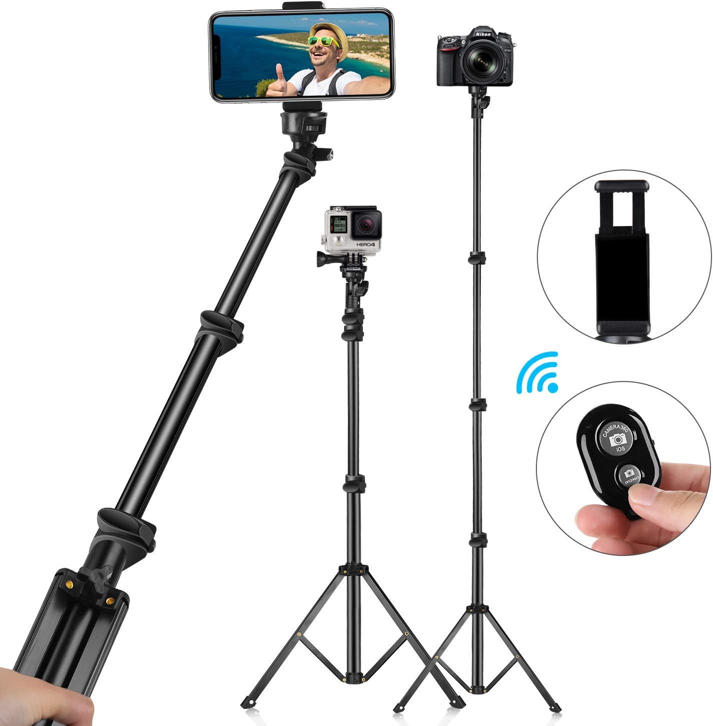 MACTREM Selfie Stick Phone Tripod - Selfie Sticks 52 Inch Extendable, Stable Tripods Stands with Wireless Remote for Smartphone Gopro iPhone X XS 7 8 Plus,Samsung Galaxy Huawei (52inch) (52)