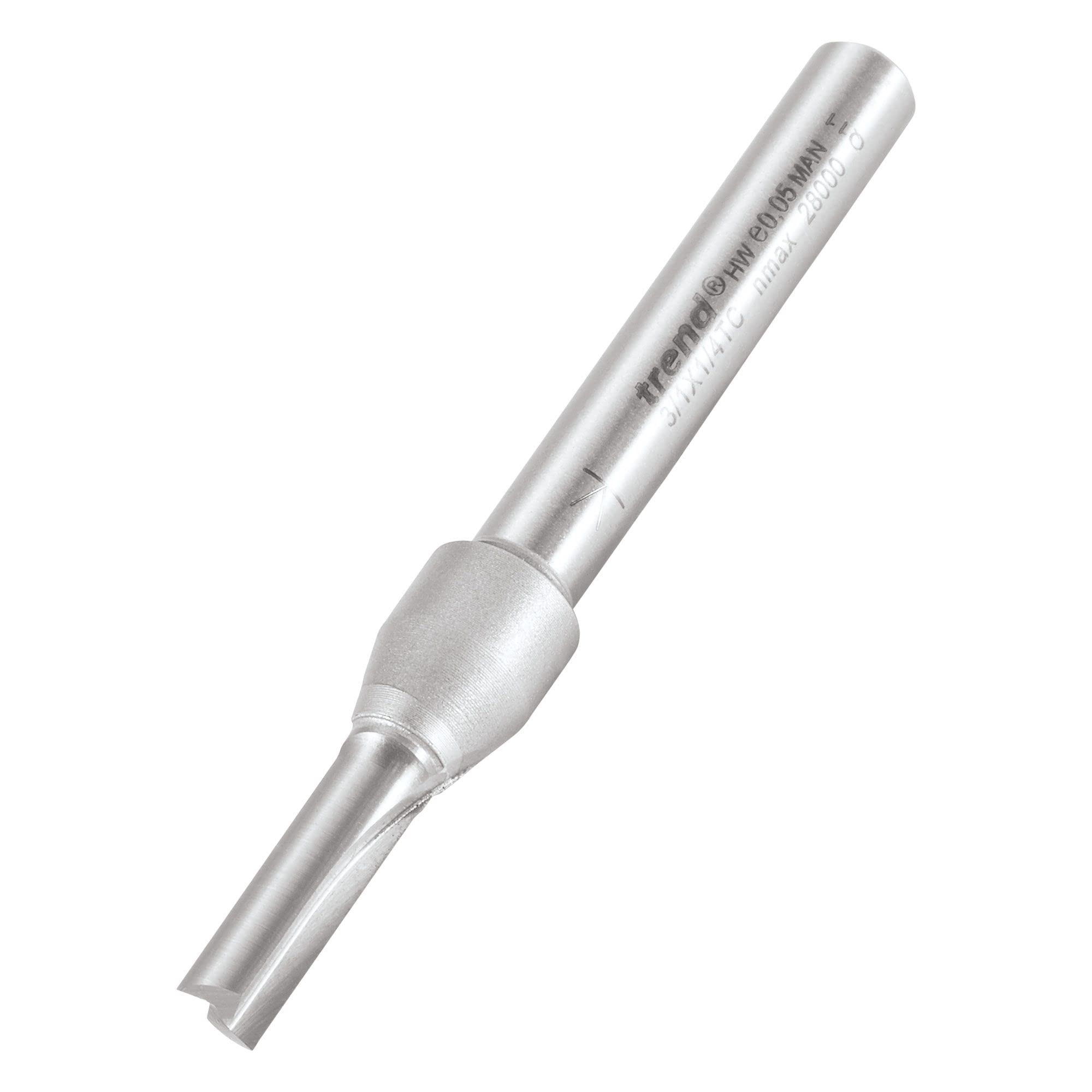 Trend Professional Straight Two Flute Router Cutter, 1/4 Inch Shank, 5mm Cut Diameter, 16mm Cut Length, Tungsten Carbide Tipped, 3/1X1/4TC