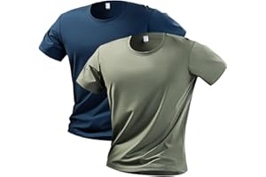 2 Pack Men's UPF 50+ Quick-Dry Shirts - Breathable, Lightweight Workout Short Sleeve T-Shirts for Running&Gym with Moisture