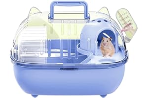 Portable Small Pet Carrier Transparent Hamster Cage, Lightweight Travel Cage with Secure Lock & Ventilation, Ideal for Vet Vi