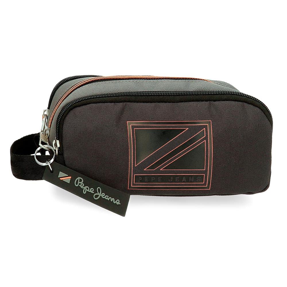 Pepe Jeans Cody Triple Pencil Case Black 22x10x9 cms Polyester