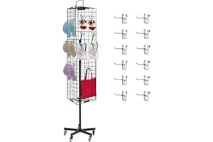 NectaCol Triangular Gridwall Panel Display Stand with Base and Pole, Black Grid Wall Panels with Wheels, Craft Gridwall Display Rack, Art Display Stand, Show Rack, Extra 12pcs Hooks