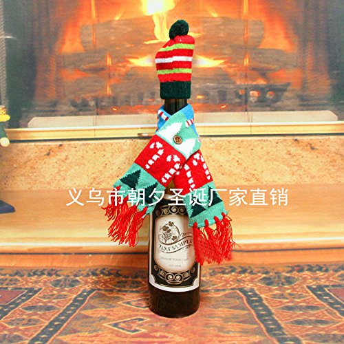 Christmas Wine Bottle Cover, Christmas Scarf Wine Bottle Ugly Sweater Covers with Beanie for Xmas Decoration Party by DomeXmas
