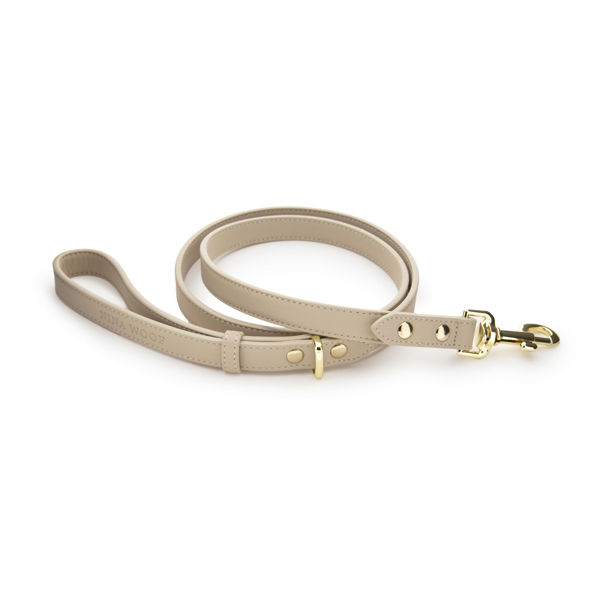 NINA WOOF Cupertino Dog Lead - Vegan Leather Dog Leads for Small dogs to Large Dogs - Durable Walking and Dog Training Leads - Color Beige - 4ft