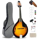 ModouString Mandolin Instrument A Style,Acoustic Mandolin for Professional &amp; Beginners 8 Strings Basswood with Bag, Pickup&amp; Accessories Sunburst