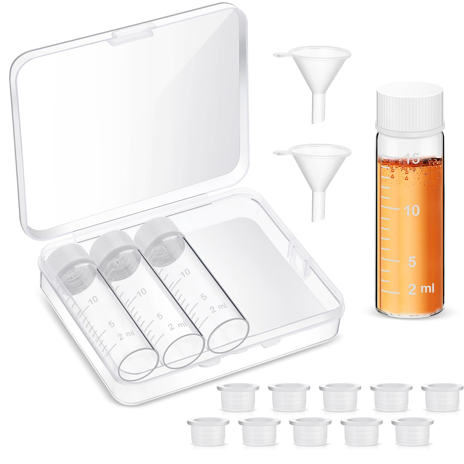 Photo 1 of Baderke 4 Pcs Liquid Medicine Travel Container Scale Glass Liquid Containers Small Single Dose Medicine Bottles Dispenser and Leak-proof Plug Travel Essentials Accessories(Clear,15ml)