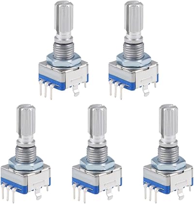 sourcing map EC11 Rotary Encoder 360 Degree Digital Potentiometer 5 Pin 20mm