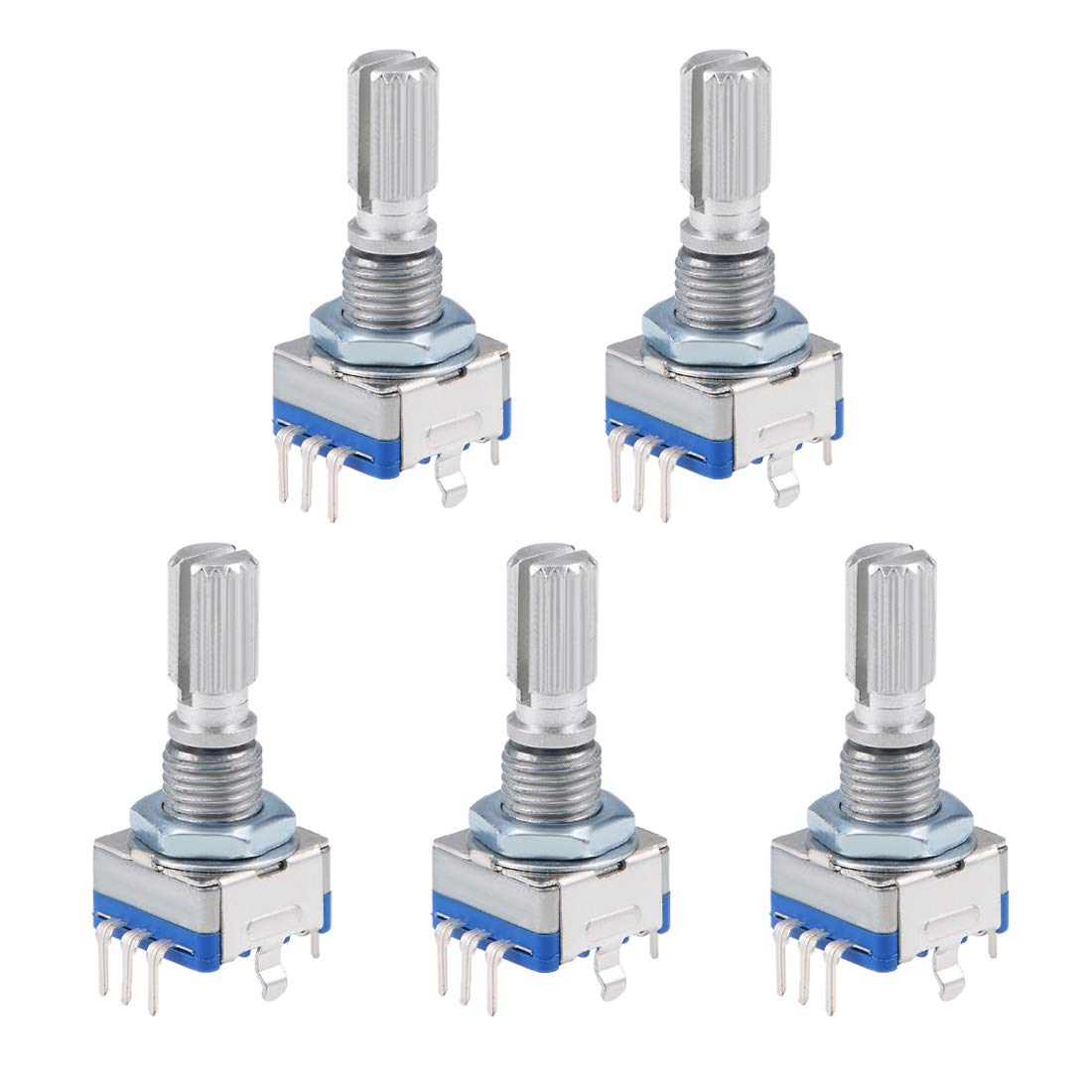 sourcing map 360 Degree Rotary Encoder Code Switch Digital Potentiometer EC11 5 Pins 20mm 5pcs
