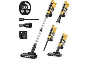 VAXCANZE 350W Cordless Vacuum Cleaner for Dewalt 20v Battery, 35kPa Brushless Lightweight Stick Vacuum with 3 Mode Suction, 6 in 1 Stick Vacuum Cleaner with HEPA for Floor, Carpet, Car (Battery Not Included)