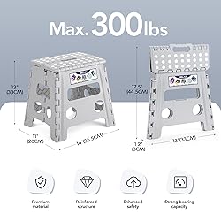 Delxo Folding Step Stool, 13 inch Non-Slip Foldable