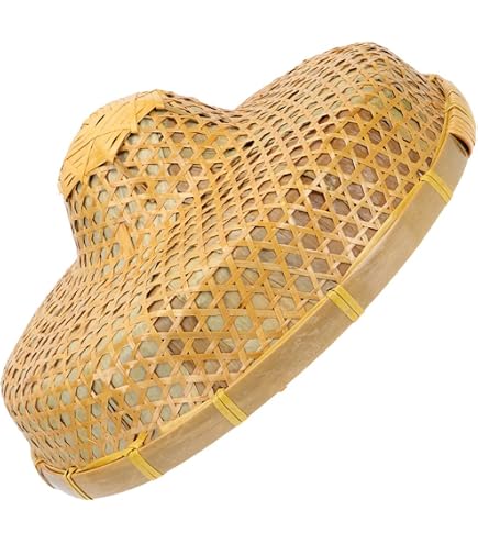 xihexi Bamboo Hat Traditional Chinese Hat Hand-Woven Zen Hat Dia