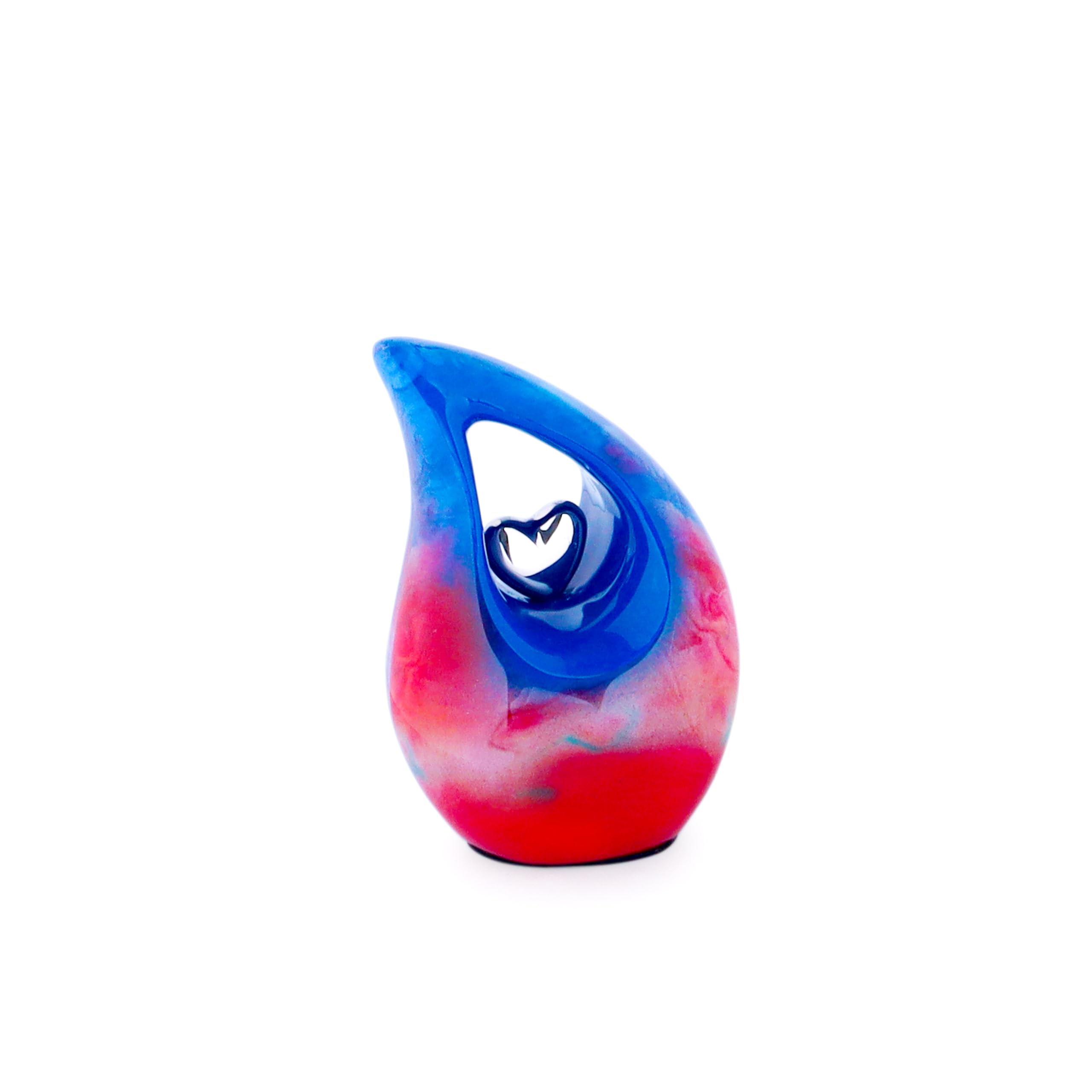 KEEPSAKE COMPANY Tear Drop Small Mini Urns for Human Ashes with Silver Heart (3 Inch Height) - Unique Urn - Decorative Urns -Funeral Urn - Small Pet Urs,Multicolor
