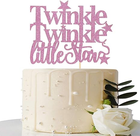 Amazon Com Pink Glitter Twinkle Twinkle Little Stars Cake Topper