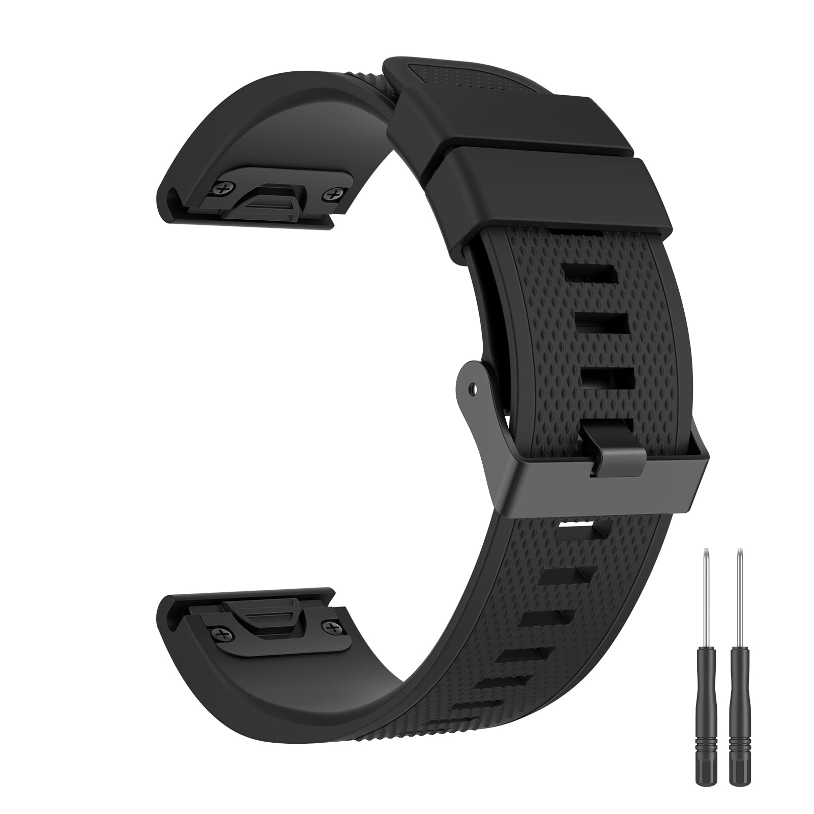 Zoye QuickFit 22mm Silicone Band for Garmin Fenix 7/6/5 Series, Forerunner 945/935, Approach S60/S62, Quatix 6 (Black, 22mm)