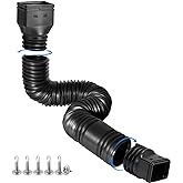 plusgutter Black 1-Pack Rain Gutter Downspout Extensions Flexible, Drain Downspout Extender,Down Spout Drain Extender, Gutter Connector Rainwater Drainage,Extendable from 21 to 68 Inches