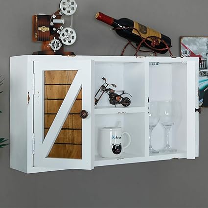 Amazon Com Country Farmhouse Wall Cabinets Rustic Wood Kitchen Storage Cabinets With 2 Door Front Hanging Distressed Locker 28 Inch Art Decor With White Washed Finish Kitchen Dining