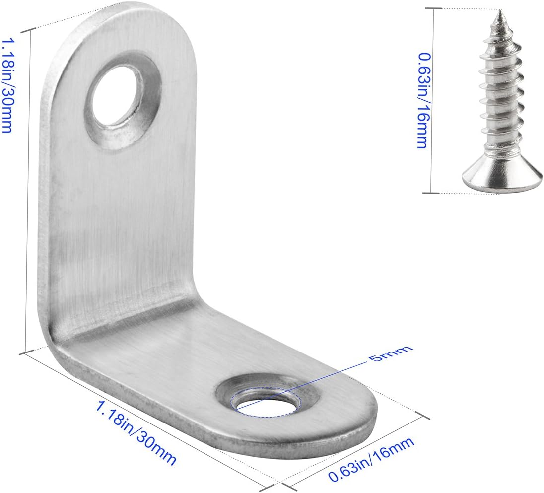 16 Packs L Bracket 30 x 30mm Corner Braces,YMAISS Stainless Steel Joint Right Angle Shelf Support Bracket with Screws: Home Improvement