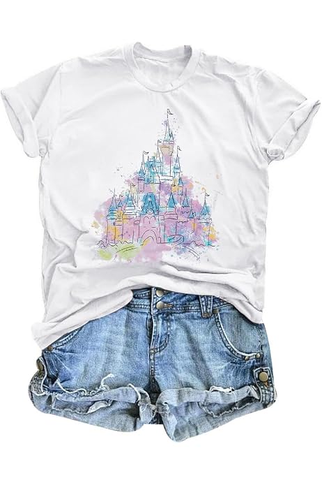 Plus Size Magic Kingdom Shirts For Women Castle Graphic T Shirt Cute Holiday Shirt Princess Tee Funny Vacation Tops - Product Details
