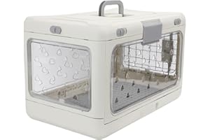 Yctze Foldable Cat Crate, Large Capacity Portable Kennel for Cats Transparent Design Plastic Pet Carrier with Foldable Design