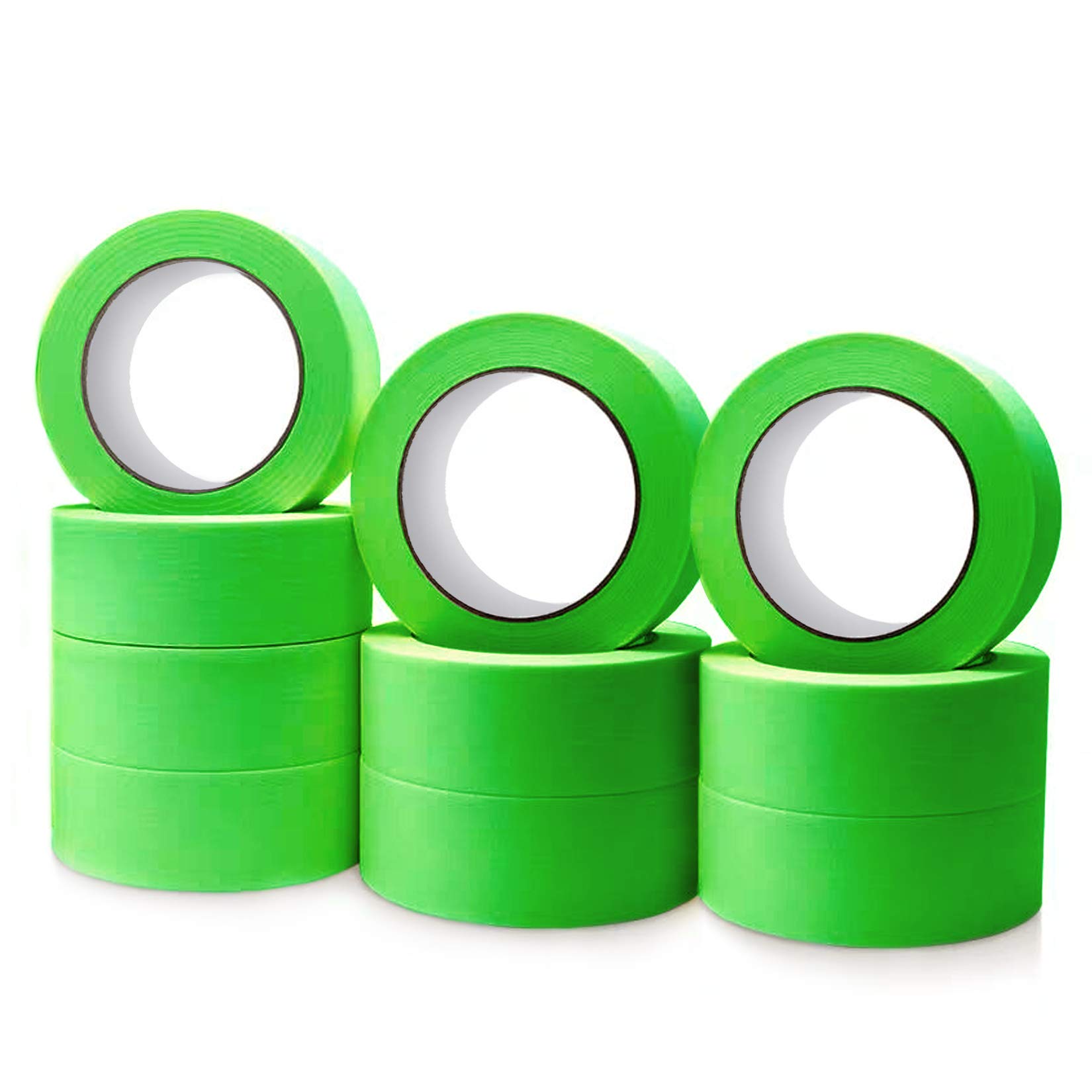 FENGSSMM Masking Tape, Green Painting Decorators Tape, Strong Adhesive Tape, Masking Painters Tape Perfect for DIY Use Artist Craft Indoor Decorating 24mm 10 Rolls