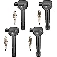 BDFHYK Ignition Coil Pack and Iridium Spark Plugs Compatible With Honda 2001-2005 Civic 2001-2005 Acura EL 1.7L L4 UF400 ZFR6FGP, Sets of 4