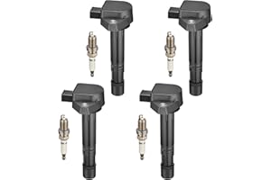 BDFHYK Ignition Coil Pack UF400 and Iridium Spark Plug ZFR6FGP Compatible with Honda Civic 2001-2005 Acura EL 2002 2003 2004 Honda Coil Pack 1.8L Set of 4