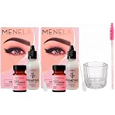 Menela Hair Henna Color Kit 2 Pack &ndash; Defines &amp; Tints Hair and Skin, Fixative, Dappen Dish, Brush &amp; Applicators &ndash; Ammonia-Free, Vegan, Up to 100 Applications (Medium Brown)