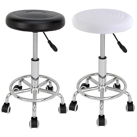 Goods & Gadgets Ergonomie rollbarer Arbeitshocker Drehhocker Barhocker Praxishocker Rollhocker höhenverstellbar, schwarz