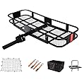USSerenaY Hitch Cargo Carrier - Trailer Hitch Luggage Rack with Net, Waterproof Cargo Bag and 2 Reinforced Straps - Folding C