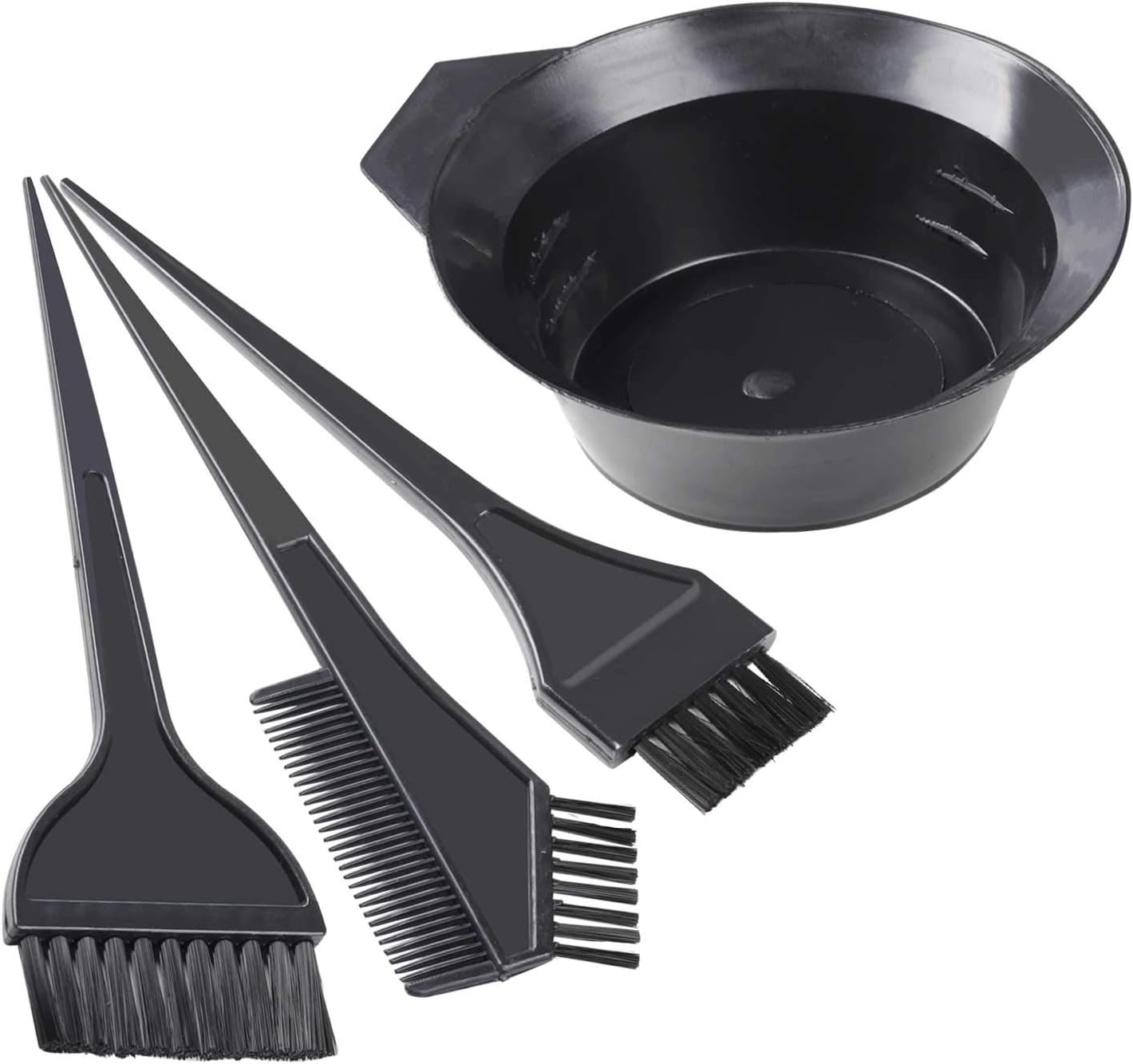 Trixes 4pc Hair Dye Kit Hair Colour Bowl And Brush Set Black Brushes And Colour Mixing Bowl For Colour Application Treatments And Tinting For Professional Hairdressing Or Home Use