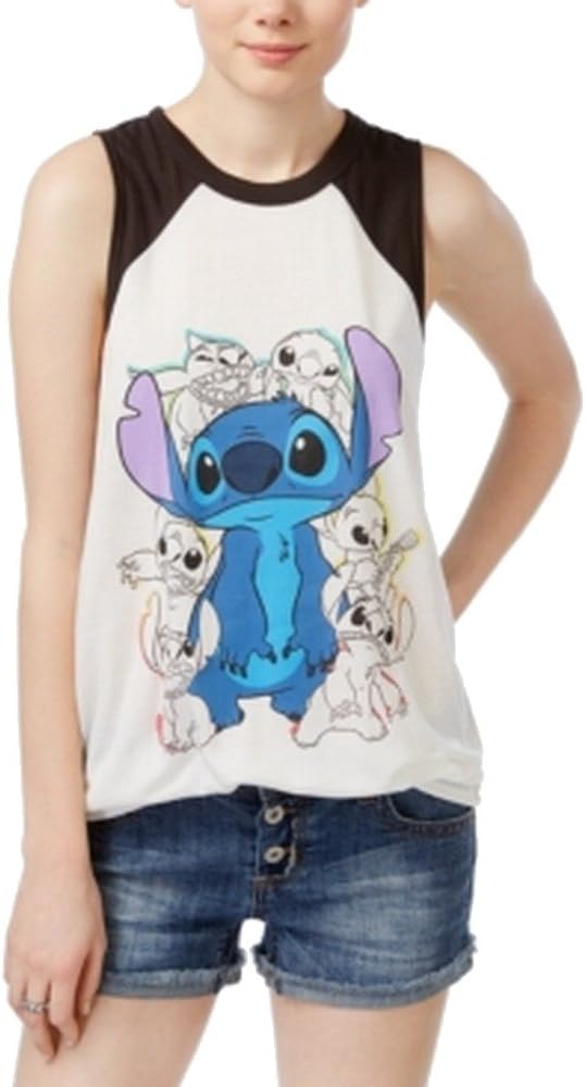 Disney Blue Large Junior Lilo & Stitch Contrast Tank Top White L