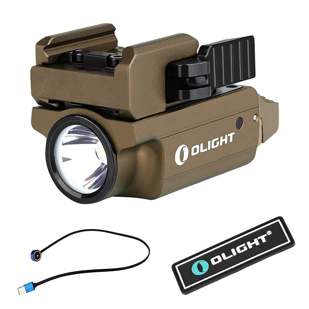 OLIGHT PL-Mini 2 Valkyrie Rechargeable Light 600 Lumens Compact LED Torch, 100 Meter Throw Rail-Mounted Flashlight for Field Search (Desert Tan)