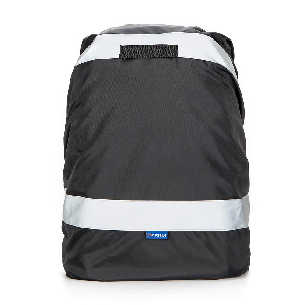 AYKRM High Vis Waterproof Backpack Rucksack Cover Bag Rain Cover with Reflective Strip for Cycling, Running, Hiking (20-40L, black)