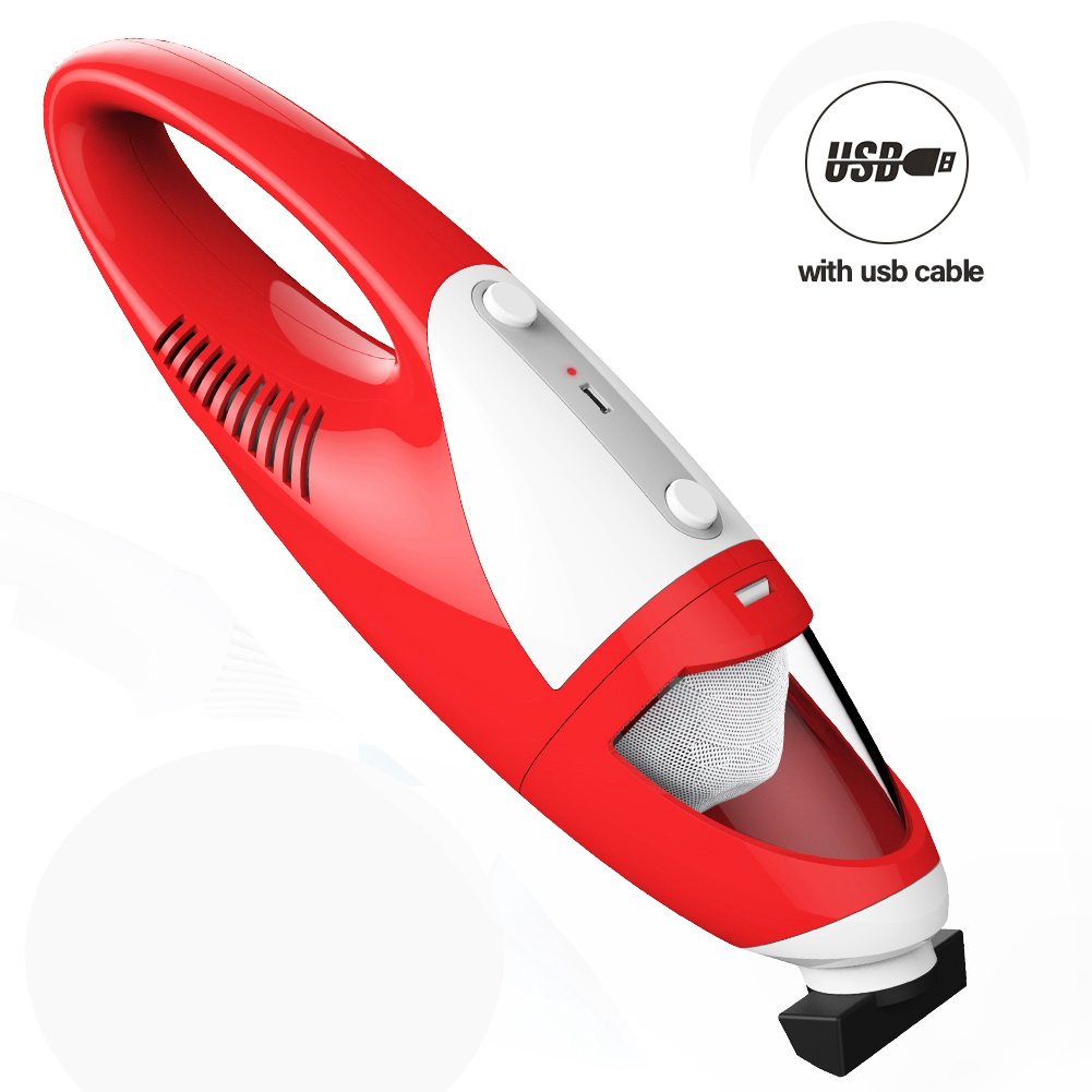 EVERTOP Ultra-light Mini Car Dustbuster Cordless Handheld Vacuum Cleaner, 1.5KPA Powerful Suction & Long Running-time, Upgraded Version (Red)