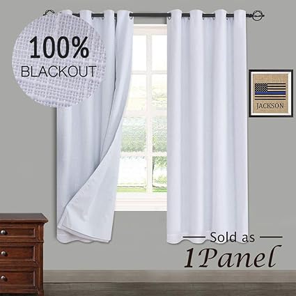 Primitive Linen Look 100 Blackout Curtain 2 Layers White Blackout