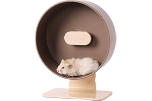 Tafit Quiet Hamster Wheel 10.2 Inch Dual-Bearings Silent Small Animals Running Exercise Wheel Height Adjustable for Syrian Hamsters, Gerbils, Rats, or Other Small Pets, Nut Brown