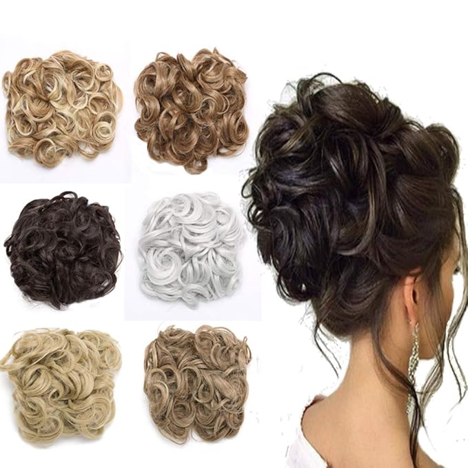 Elailite Medium Brown Combs Hair Bun Chignon Messy Curly Easy