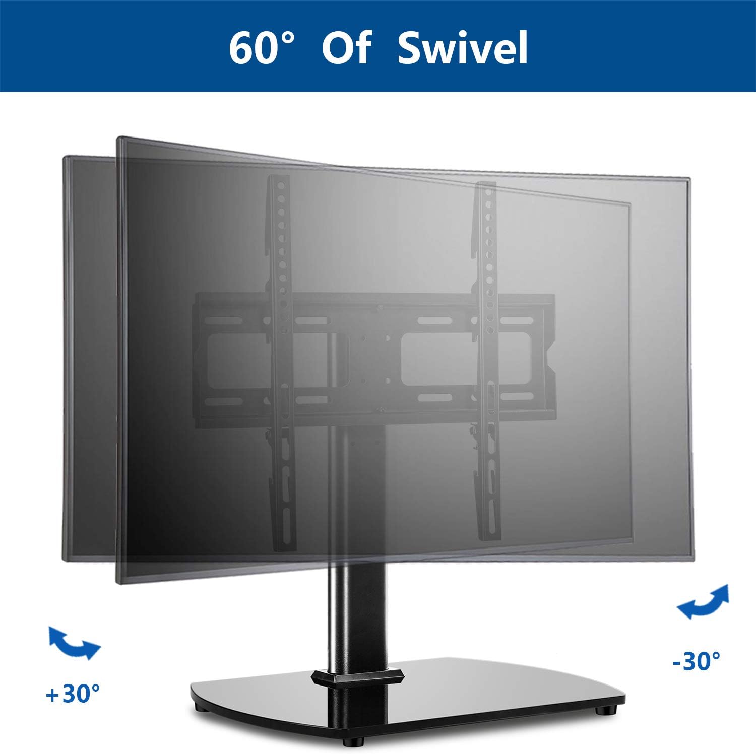 Universal TV Stand Base Table Top TV Stand Swivel Mount for Most 27-55 inch LCD LED TVs, Height Adjustable TV Mount Stand with Black Tempered Glass Base and Cable Management, VESA 400x400mm: Furniture & Decor