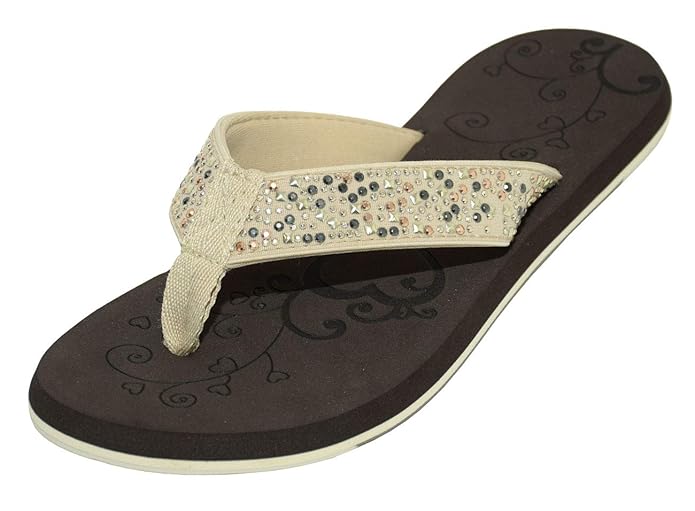 MADSea Damen Zehenstegpantolette Midnight Zehentrenner braun beige