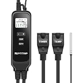2 in 1 Reptile Dimming Thermostat with 2 Socket for Timer &amp; Heating Control | Control Two Devices Independently, 1-24H Timer Setup, Support 50&deg;F to 140&deg;F Range Setting, PID Temperature Controller