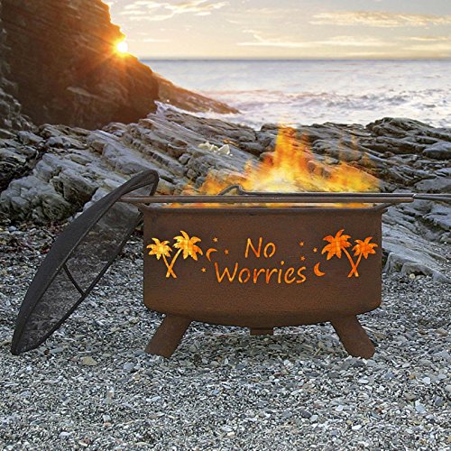 Patina ''No Worries'' 31 Inch Fire Pit with Grill and FREE Cover