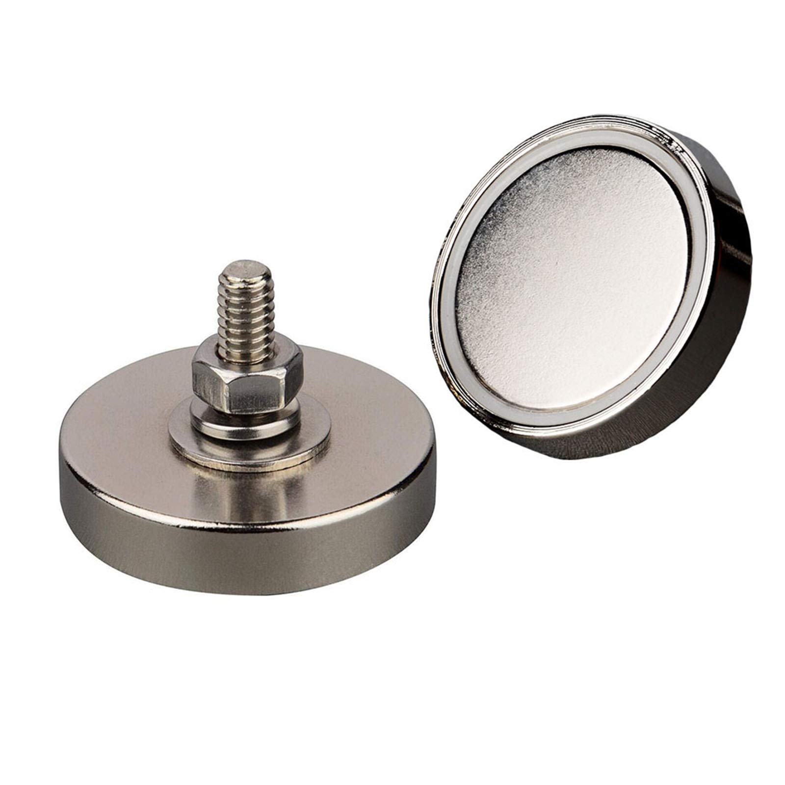 Mutuactor 2PCS Magnetic Base Super Powerful Neodymium Round Magnets Disc Magnets with 1/4''-20 Male Threaded Stud Magnetic Fasteners for Assembly,Vertical Magnetic Pull-Force 68KG