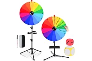 ZJJZGYXINTAI 24 Inch Prize Wheel Spinner with Stand, 14 Slots Color Heavy Duty Spinning Wheel for Prizes, Spin The Wheel Game with Stand for Tabletop or Floor, Suitable for Trade Show, Carnival, Classroom, Family